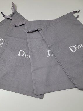 Dior Set of 4 Gray Drawstring Dust Bags Authentic Luxury Storage Pouches